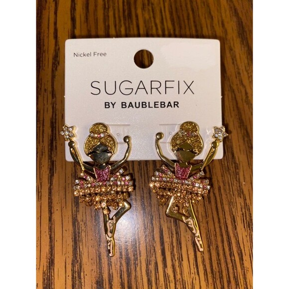 SUGARFIX by BaubleBar Ballerina Drop Earrings NWT Christmas Festive Holiday - Picture 1 of 5